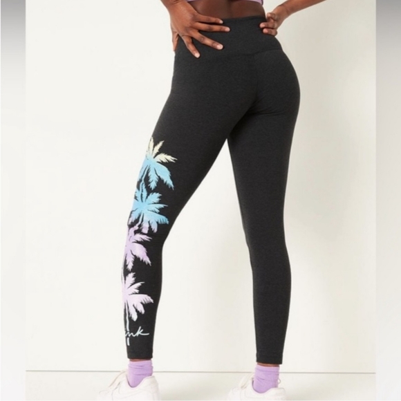 Vs pink shine palm tree cotton leggings, size xl. NWT. - Picture 3 of 12